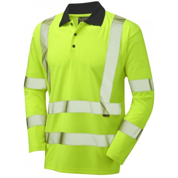 P05 Hi-Viz Long Sleeve Polo - Image 3