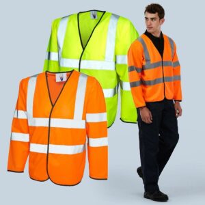 UC802 Long Sleeve Hi Viz Waist Coat