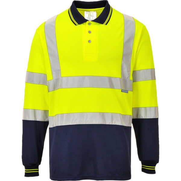 S279 Hi-Vis Contrast Polo Shirt Long Sleeve - Image 2